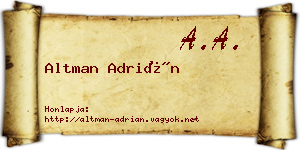 Altman Adrián névjegykártya